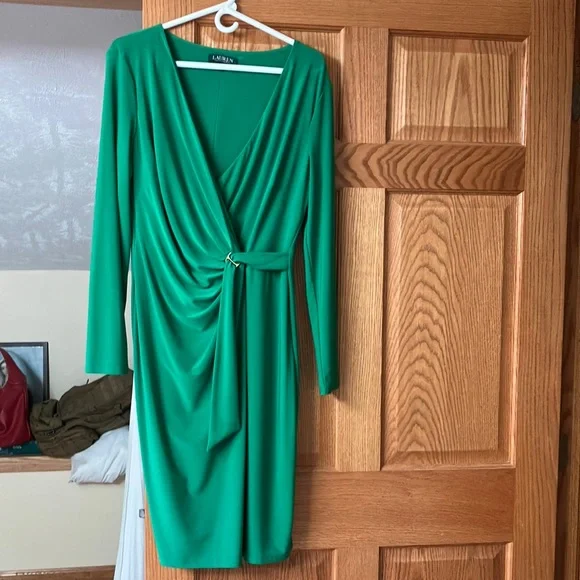 green emerald velvet dress Lauren Ralph Lauren Womens Surplice Printed Midi Dress Green 0 at Amazon  Women's Clothing store